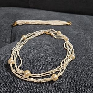 Carolee‎ Faux Pearl Beaded Necklace and Bracelet Set